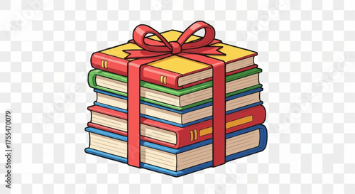 Stack of Books Tied With A Red Ribbon, Perfect Gift for Readers or Students, Symbolizing Knowledge and Education