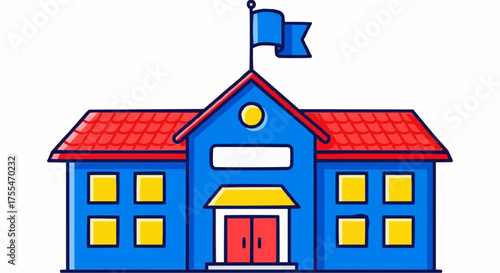 Schoolhouse Illustration A Colorful and Friendly Depiction of a Classic School Building