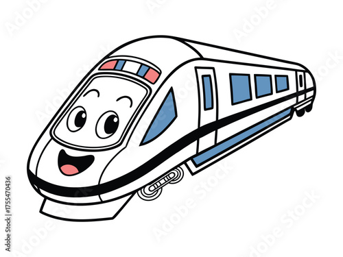 Sleek Cartoon Bullet Train Sticker Exaggerated Speed Vector Illustration