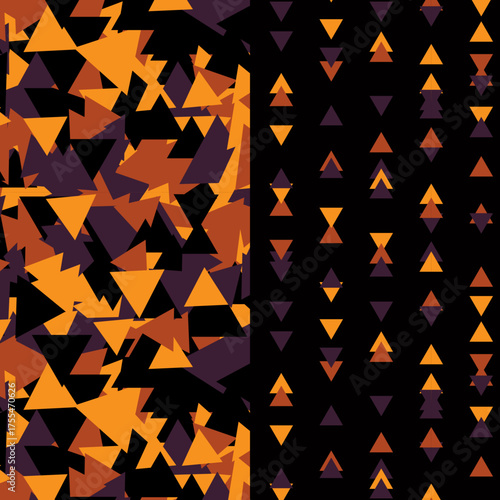 Triangle seamless patterns for Fall and Autumn seasons colors in geometric form within a collection of 2