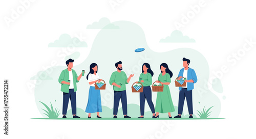 Friends Gather For A Springtime Picnic And Enjoy Outdoor Recreation Activities