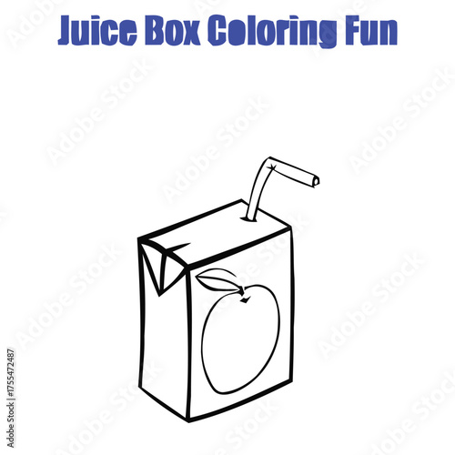 juice box with straw or juice packet doodle hand drawn icon. Outline drawing juice box line clipart symbol
