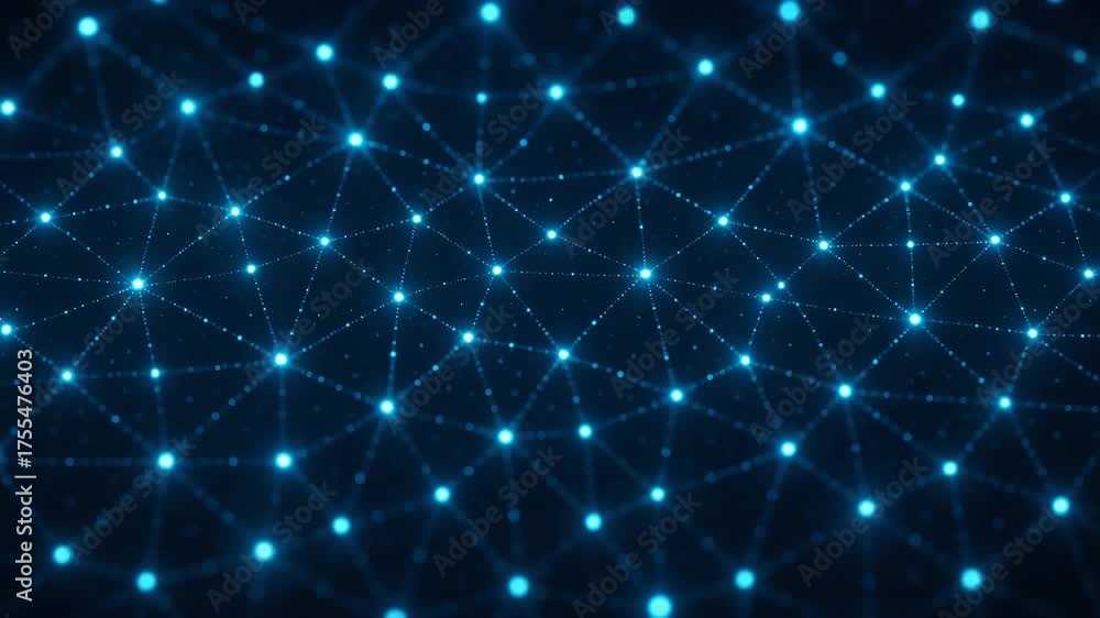 A futuristic digital network with glowing points and connections, ideal for themes of innovation and technology.
