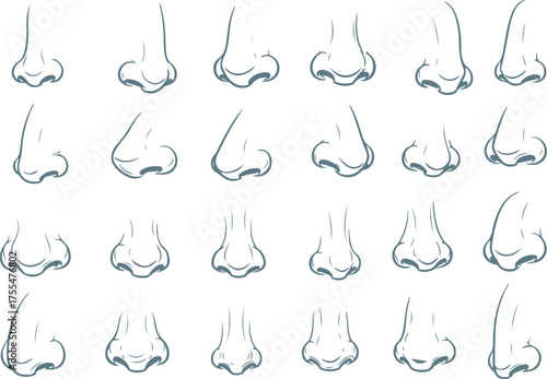 Vector art of set of twentyfive nose illustrations