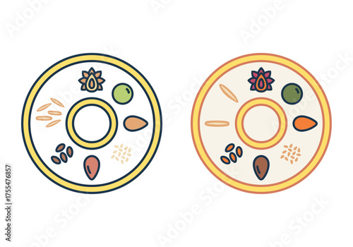 Vegan Indian Thali Platter Vector Illustration - World Vegan Day. Vegan Indian Thali Platter Vector Illustration.