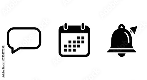 Icons representing communication, scheduling, and notifications for digital alerts and reminders