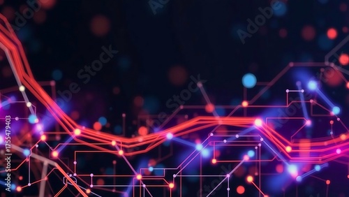Abstract digital data visualization background with connected lines and glowing dots, representing network connections, AI, and data flow