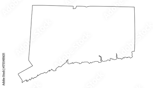 Connecticut outline map. Connecticut USA map vector. Connecticut  map on white background