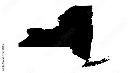 New York silhouette map. New York USA map vector. New York map on white background