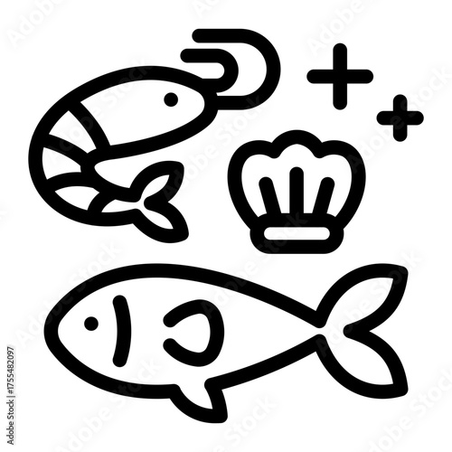 This Fish and Seafood icon is suitable for use in Supermarket.