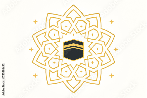"Kaaba Radiance – Sacred Geometry in Gold"