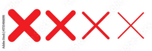 Set of red x mark. Cross mark symbol icon  