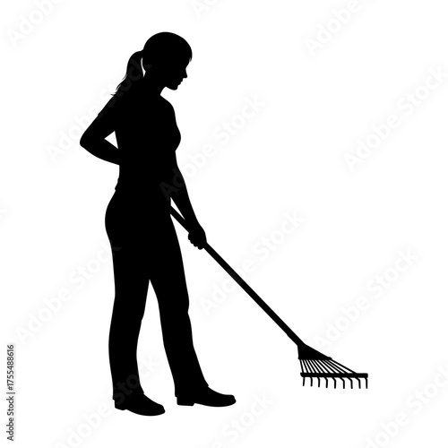Woman Gardener Silhouette Vector Illustration