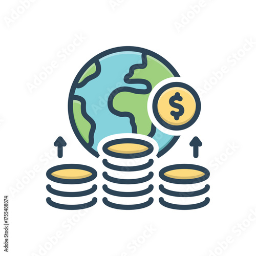 Color illustration icon for economic impact