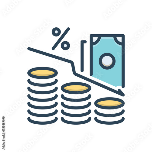 Color illustration icon for market inflation
