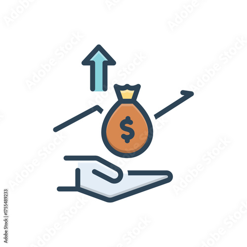Color illustration icon for monetary easing