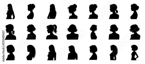 Woman Silhouette Vector Illustration , Set Collection