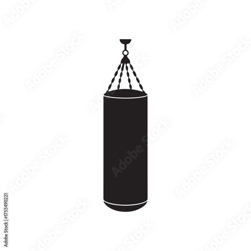Vector punching bag silhouette on clean background