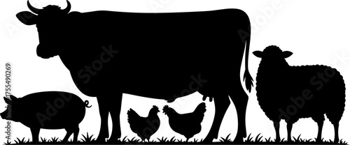 Animal Farm Silhouette Vector Illustration