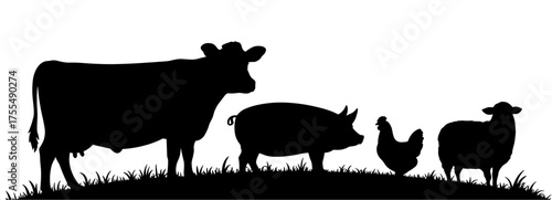 Animal Farm Silhouette Vector Illustration