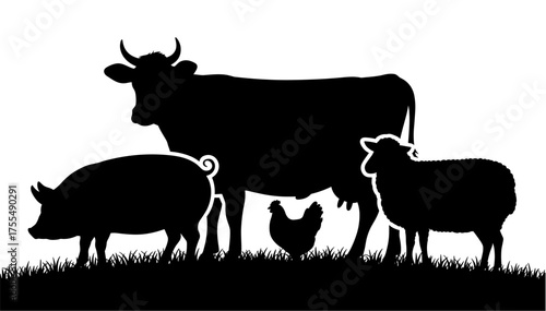 Animal Farm Silhouette Vector Illustration