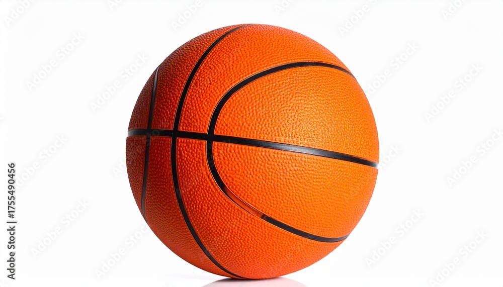 Fototapeta premium Orange basketball ball isolated on white background closeup textured sports equipment sphere for game and leisure activities 
