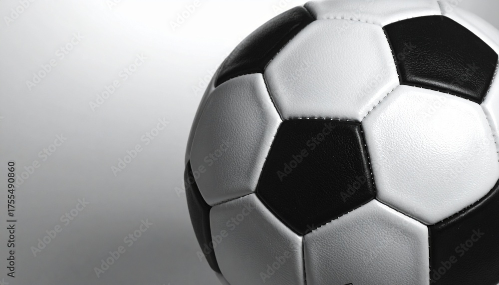 Naklejka premium Generated iBlack soccer ball isolated on black background sports equipment spherical leather game objectmage