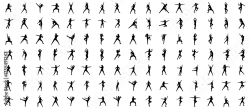 Woman Zumba Megaset Silhouette Vector Illustration