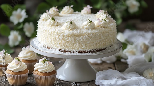 Raffaella coconut almond cake and cupcakes