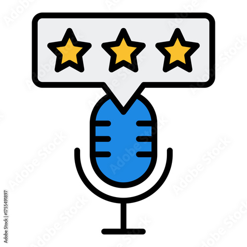 Rating icon. Podcast feedback and audio review concept. Listener evaluation and media popularity illustration. Filled Line Icon
