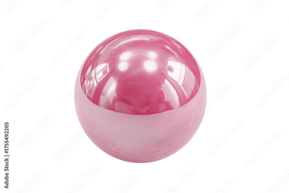 Obraz premium Glossy Pink Sphere Reflecting Light Against Black Background shiny reflection, Isolated On Transparent Background, Png Cut Out