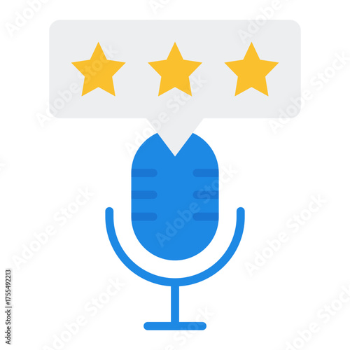 Rating icon. Podcast feedback and audio review concept. Listener evaluation and media popularity illustration. Flat Icon