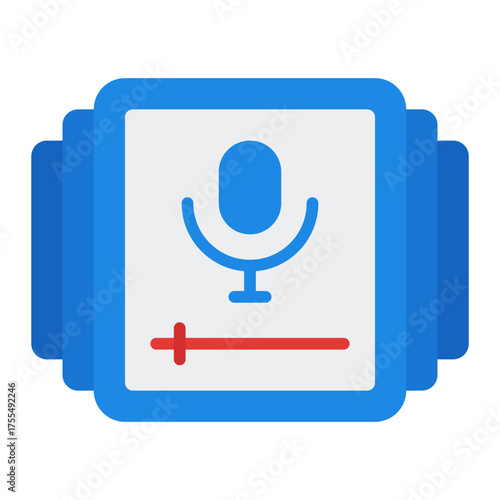 Playlist icon. Podcast episode collection and audio streaming list concept. Media organization and sound illustration. Flat Icon
