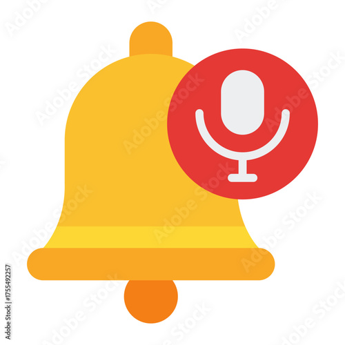 Notification icon. Podcast update and new episode alert concept. Audio streaming and media reminder illustration. Flat Icon