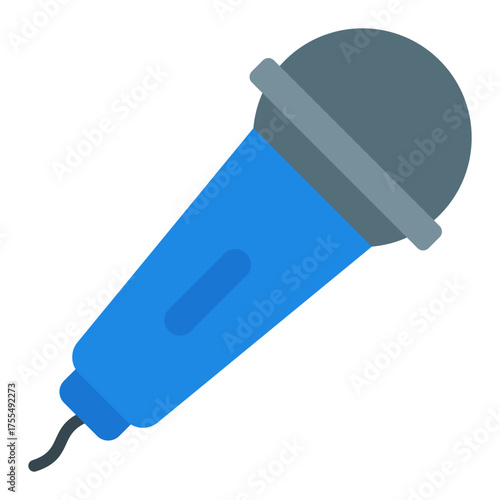 Microphone clip icon. Podcast tool and audio recording accessory concept. Studio sound and voice recording illustration. Flat Icon