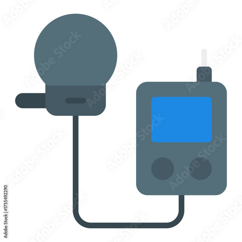 Microphone icon. Podcast recording and broadcasting concept. Audio content and voice media illustration. Flat Icon