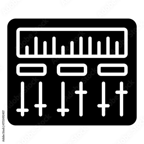 Mixer icon. Audio control and sound balancing concept. Podcast production and studio setup illustration. Glyph Icon