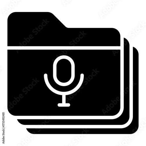 File icon. Podcast document and audio data concept. Media storage and sound management illustration. Glyph Icon