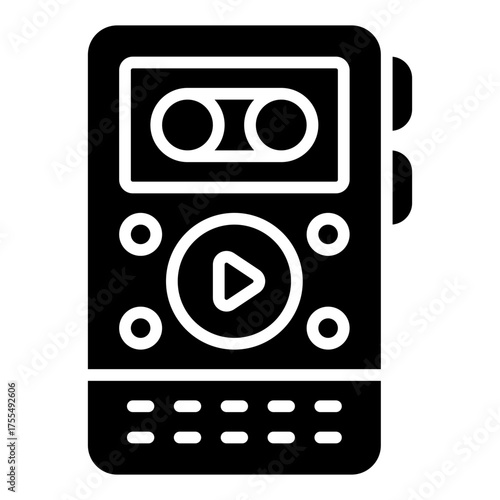 Sound recording icon. Audio capture and podcast creation concept. Studio recording and voice media illustration. Glyph Icon