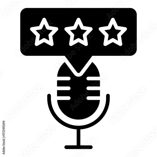 Rating icon. Podcast feedback and audio review concept. Listener evaluation and media popularity illustration. Glyph Icon