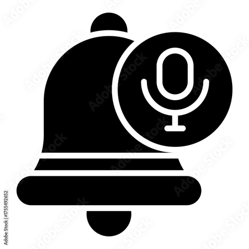 Notification icon. Podcast update and new episode alert concept. Audio streaming and media reminder illustration. Glyph Icon