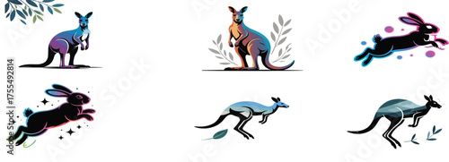 Diverse set of nine colorful animal illustrations suitable for children's books, educational materials, and branding projects.