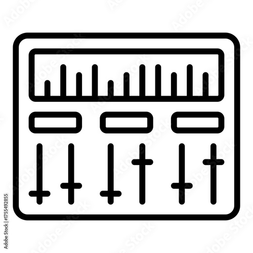 Mixer icon. Audio control and sound balancing concept. Podcast production and studio setup illustration. Line Icon