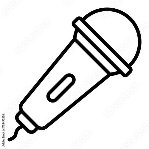 Microphone clip icon. Podcast tool and audio recording accessory concept. Studio sound and voice recording illustration. Line Icon