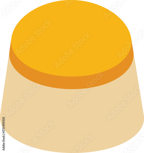 Vector illustration of a mango pudding panna cotta dessert with a smooth golden-yellow topping, designed in a flat and minimalist style.