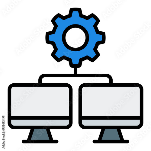 Host control icon. Meeting moderator and video call management concept. Virtual event and online coordination illustration. Filled Line Icon