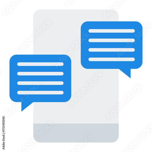 Chatting icon. Instant message and online conversation concept. Virtual meeting communication illustration. Flat Icon