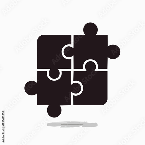 Four interlocking puzzle pieces icon isolated on white background