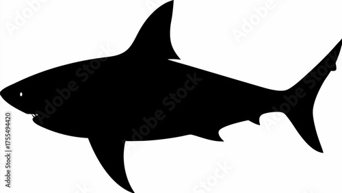 Striking shark silhouette graphic for ocean conservation projects and marine themed designs
