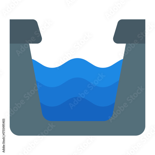 Water channel icon. Irrigation canal and farm drainage system concept. Agricultural water management illustration. Flat Icon